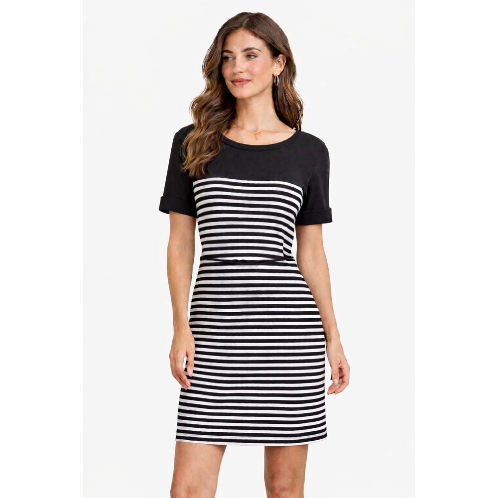 Lauren Ralph Lauren Knee Length Striped Dress With Tie 3/4 Sleeve Size XL